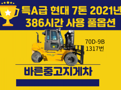 신차급 중고지게차 매매 특A급 현대 7톤 2021년식 386시간…