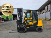 두산 2.5톤 디젤지게차 3단마스트 더블타이어 캐빈 DB33…
