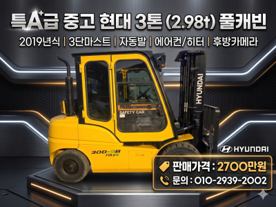 특A급 현대 3톤 3단마스트 2019년식 자동발 캐빈 2700만…