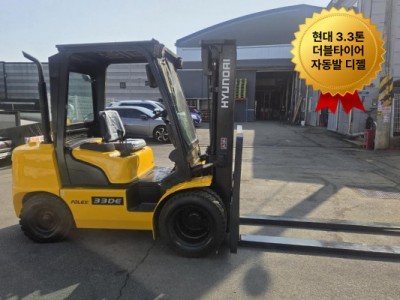 중고지게차 현대 3.3톤 더블타이어 자동발 디젤지게차 1450만…