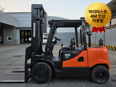 중고지게차 두산 3.5톤 하이마스트 4M 인상 자동발 11년식 …