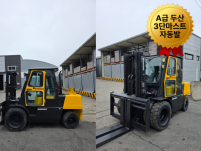중고지게차 A급 두산 4.5톤 3단마스트 캐빈 자동발 디젤지…