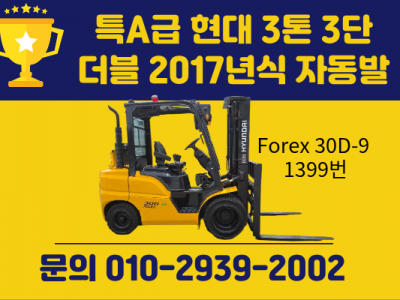 특A급 현대 3톤 3단마스트 더블 2017년식 자동발 2400만…